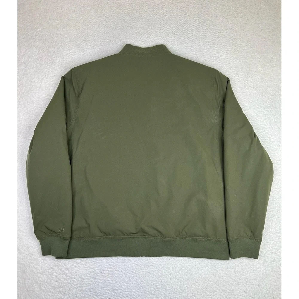 Banana Republic Mens XL Green Microfiber Full Zip Bomber Jacket Lined Insulated